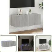 The Living Store TV-Wandschrank mit LED-Leuchten Grau Sonoma 80x35x31 cm