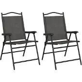 Syfax Klappbare Gartenstühle 2 Stk. Graumeliert Stahl und Textilene