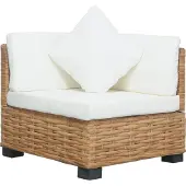 The Living Store Ecksofa mit Auflagen Natur Rattan