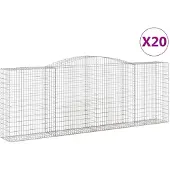 vidaXL Gabionen mit Hochbogen 20 Stk 400x50x140/160cm Verzinktes Eisen