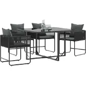 Syfax Stuhl 4 stk. Schwarz und Anthrazit PE-Rattan