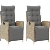 Syfax Gartensessel mit Fußteil 2 Stk. Verstellbar Poly Rattan