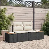Syfax Gartensofa Schwarz 184 x 62 x 85cm Poly-Rattan