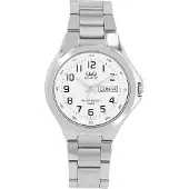 Q&Q Herrenuhr mit Edelstahlarmband, 5 ATM, Datums- und Wochentagsanzeige, silberfarben