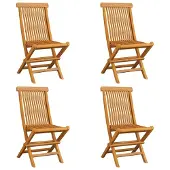 Syfax Gartenstühle mit Blauen Kissen 4 Stk. Massivholz Teak