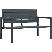 The Living Store Gartenbank 120 cm HDPE Grau Holz-Optik