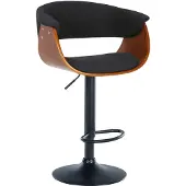 CLP Barhocker Vestal I Mit Holzsitz Und Armlehne I Höhenverstellbares Metallgestell Mit Fußstütze, Farbe: walnuss/schwarz, Material: Stoff