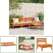 The Living Store Gartensofas ohne Armlehnen 4 Stk. Wachsbraun Massivholz Kiefer