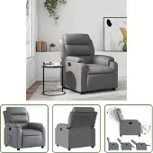 The Living Store Relaxsessel Grau Kunstleder
