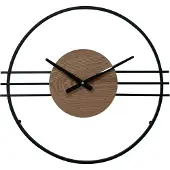 Rebecca Mobili Wanduhr aus Holz und Metall, schwarz und braun, Ø 50 cm
