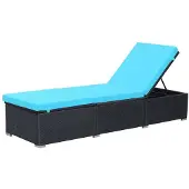Syfax Sonnenliege mit Auflage Poly Rattan Schwarz
