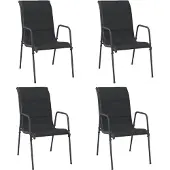 Syfax Gartenstühle 4 Stk. Stahl und Textilene Schwarz