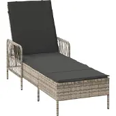 Syfax Sonnenliege Poly-Rattan Hellgrau und Dunkelgrau