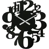 Rebecca Mobili Geschnitzte Wanduhr aus schwarzem Holz 55x50 cm