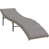 Syfax Sonnenliege mit Kissen Beige 55x199x50 cm Poly Rattan