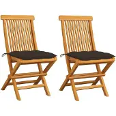 Syfax Gartenstühle mit Taupe Kissen 2 Stk. Massivholz Teak