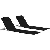 Syfax Klappbare Strandmatte 2 Stk. Stahl und Stoff Schwarz