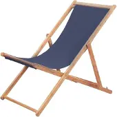 Syfax Strandstuhl Klappbar Stoff und Massivholz Blau
