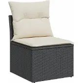 Syfax Gartensessel ohne Armlehnen mit Kissen Schwarz Poly Rattan