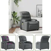 The Living Store Massagesessel Grau Kunstleder