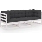 Syfax 3-Sitzer-Gartensofa mit Kissen Kiefer Massivholz