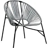 Syfax Gartenstuhl in Ei-Form Schwarz und Hellgrau Poly Rattan