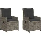 Syfax Gartensessel 2 Stk. Verstellbar Grau Poly Rattan