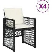 Syfax Gartenstühle mit Kissen 4 Stk. Schwarz Poly Rattan