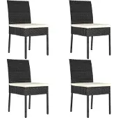 Syfax Garten-Essstühle 4 Stk. Poly Rattan Schwarz