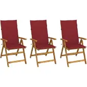 Syfax Klappstühle 3 Stk. mit Auflagen Massivholz Akazie