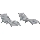 Syfax Sonnenliegen 2 Stk. Grau 184x55x64 cm Massivholz Akazie