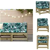 vidaXL Ecksofa mit Kissen Kiefernholz Imprägniert - Gartensofaelemente