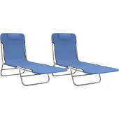 Syfax Sonnenliegen Klappbar 2 Stk. Blau Textilene und Stahl
