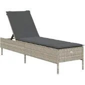 Syfax Sonnenliege mit Auflage Hellgrau Poly Rattan