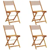 Syfax Gartenstühle 4 Stk. Klappbar Taupe Stoff und Massivholz