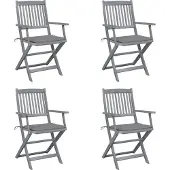 Syfax Klappbare Gartenstühle 4 Stk. mit Sitzkissen Massivholz Akazie