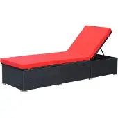 Syfax Sonnenliege mit Auflage Poly Rattan Schwarz