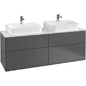 Villeroy & Boch Finion Waschtischunterschrank, 4 Auszüge, für 2 Waschbecken, 1600x603x501mm, Glass Black Matt, F18200HB, Farbe: Peony