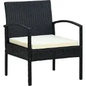 Syfax Gartenstuhl mit Kissen Poly Rattan Schwarz