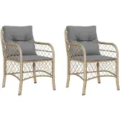 Syfax Gartenstühle mit Kissen 2 Stk. Beigemischung Poly Rattan