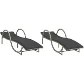 Syfax Sonnenliegen 2 Stk. mit Auflagen Hellgrau Poly Rattan