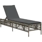 Syfax Sonnenliege mit Auflage Grau Poly Rattan