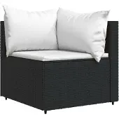 Syfax Garten-Ecksofa mit Kissen Schwarz Poly Rattan