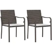 Syfax Gartenstühle mit Kissen 2 Stk. Braun 56x59x84 cm Poly Rattan