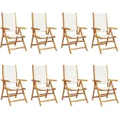 Syfax 8-teiliges Set aus cremeweißem Stoff und Massivholz mit verstellbarer Rückenlehne