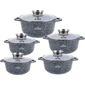 Zilner MODERN 10-teiliges Topfset 16/20/22/24/26cm Grau ZL-7055-A