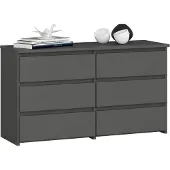 Akord Kommode CL100 Grafitgrau 6 Schubladen Modernes Design und Aufbewahrung