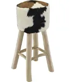 Syfax Barhocker Ziegenleder und Teak Massivholz