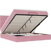 Syfax Ottoman-Bett mit Matratzen & LEDs Rosa 160x200 cm Samt