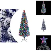 vidaXL Künstlicher Weihnachtsbaum mit Beleuchtung 210 cm Glasfaser - Weihnachtsbäume